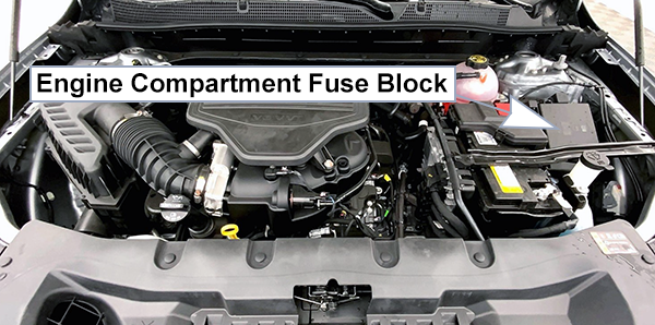 Chevrolet Blazer (2023-2024): Engine compartment fuse box location