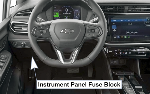 Chevrolet Bolt EV (2022-2023): Instrument panel fuse box location