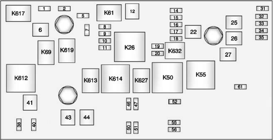 Chevrolet Camaro (2010): Engine compartment fuse box diagram