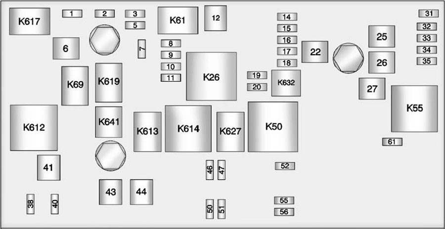 Chevrolet Camaro (2013): Engine compartment fuse box diagram