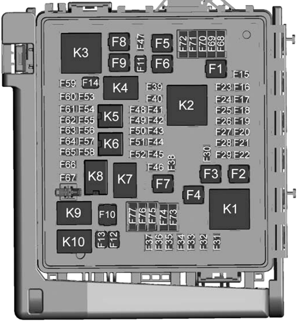 Chevrolet Camaro (2016): Engine compartment fuse box diagram