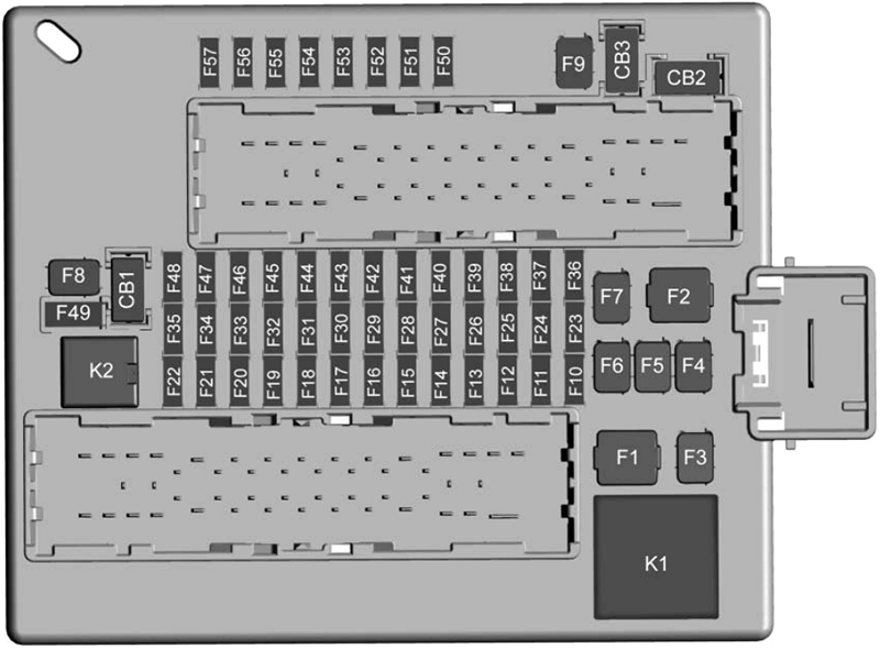 Chevrolet Camaro (2016): Trunk fuse box diagram