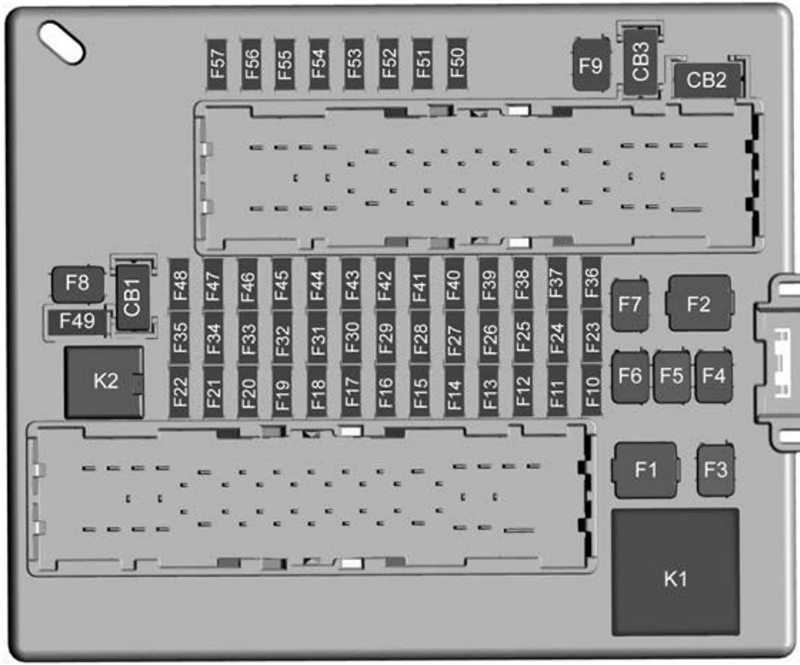 Chevrolet Camaro (2020): Rear compartment fuse box diagram