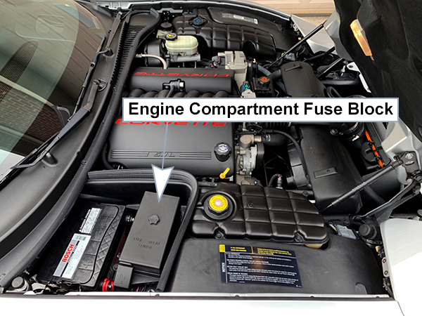 Chevrolet Corvette (C5; 1997-2004): Engine compartment fuse box location