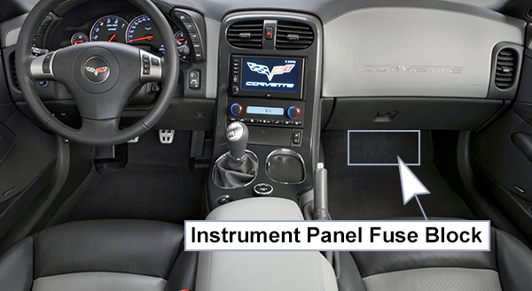 Chevrolet Corvette (C6; 2005-2013): Passenger compartment fuse panel location