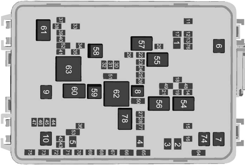 Chevrolet Corvette C7 (2018): Engine compartment fuse box diagram