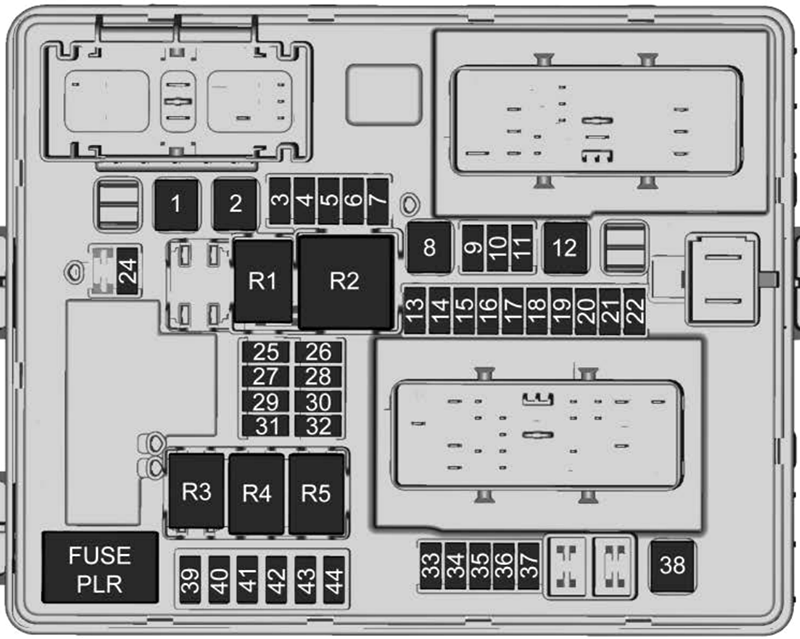 Chevrolet Corvette C7 (2016): Rear compartment fuse box diagram 