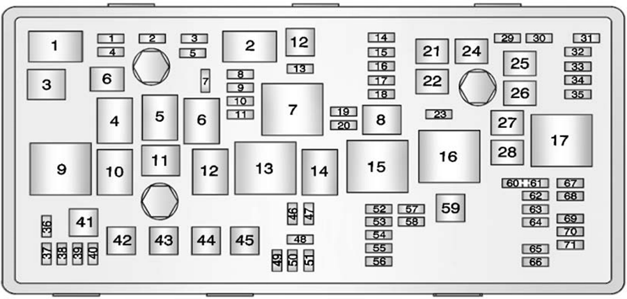 Chevrolet Cruze (2011): Engine compartment fuse box diagram