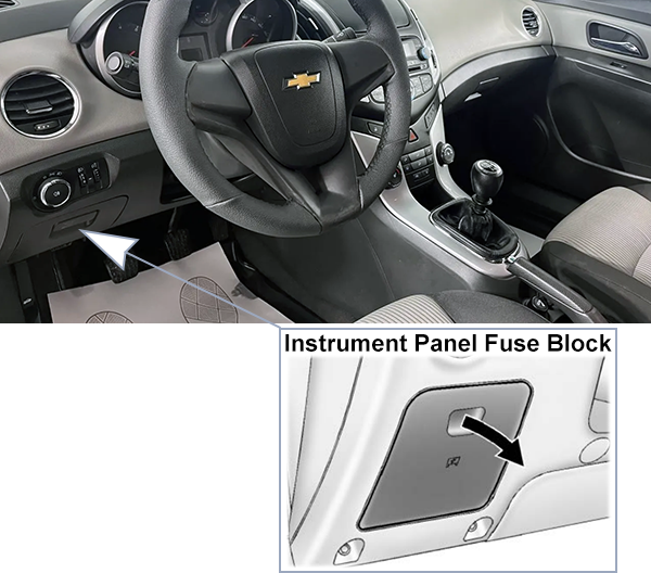 Chevrolet Cruze (J300; 2008-2015): Instrument panel fuse box location