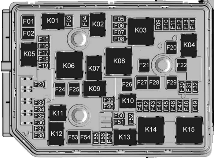 Chevrolet Cruze (2016): Engine compartment fuse box diagram