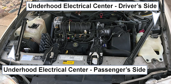 Chevrolet Lumina (1995-2001): Engine compartment fuse box location