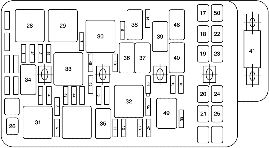 Chevrolet Malibu (2008): Engine compartment fuse box diagram