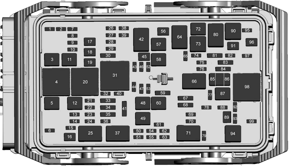 Chevrolet Malibu (2016): Engine compartment fuse box diagram