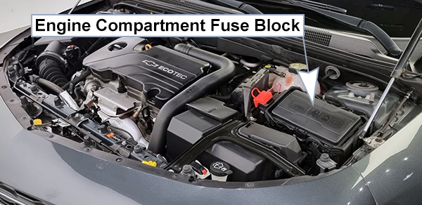 Chevrolet Malibu (2016-2018): Engine compartment fuse box location