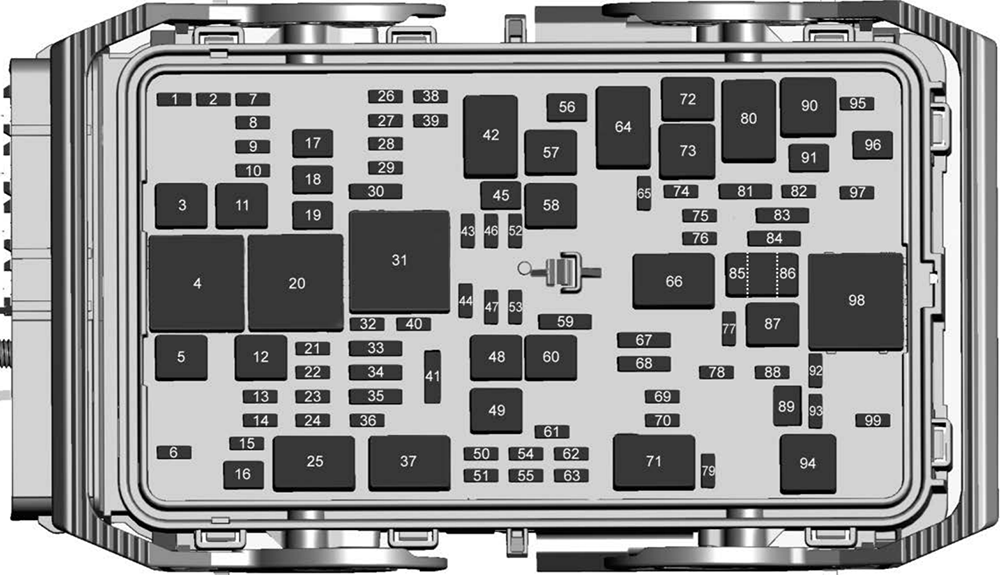 Chevrolet Malibu (2019): Engine compartment fuse box diagram