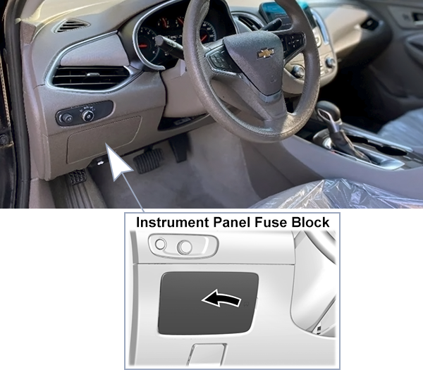 Chevrolet Malibu (2019-2023): Instrument panel fuse box location