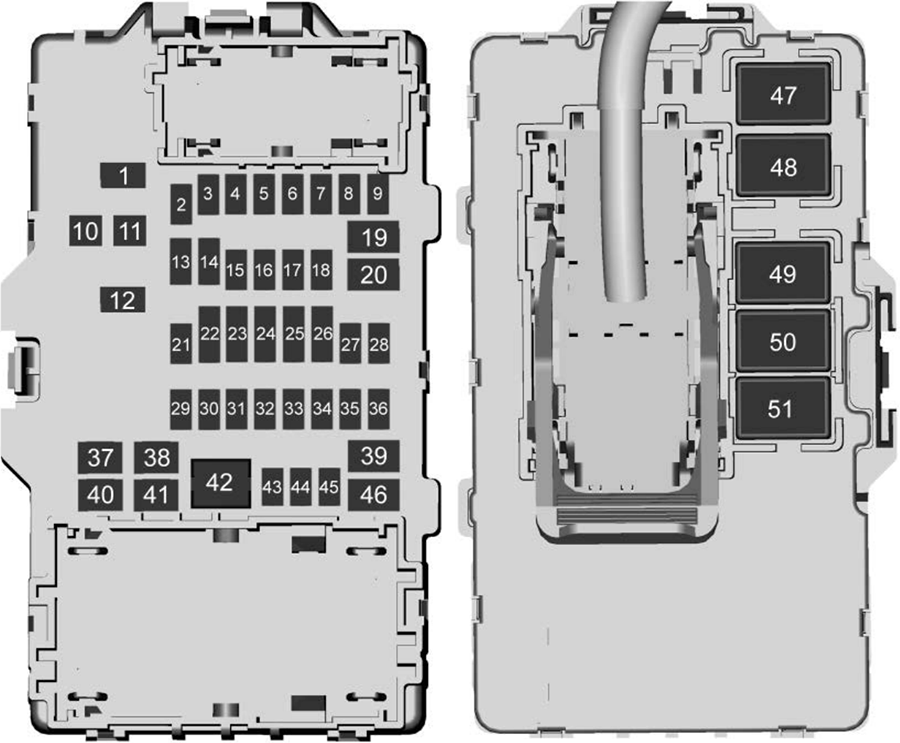 Chevrolet 4500HD, 5500HD, 6500HD (2021): Left instrument panel fuse box diagram