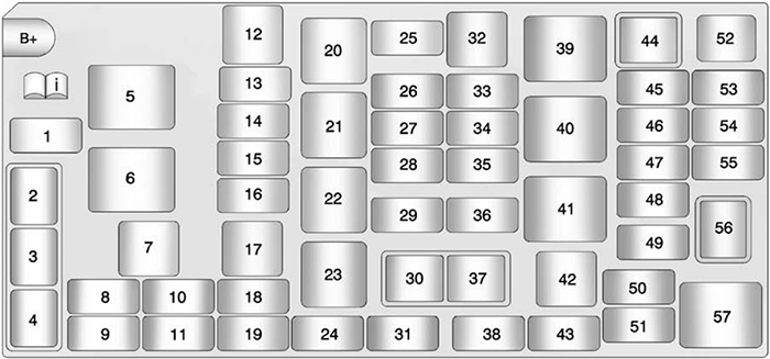 Chevrolet Spark (2013): Engine compartment fuse box diagram