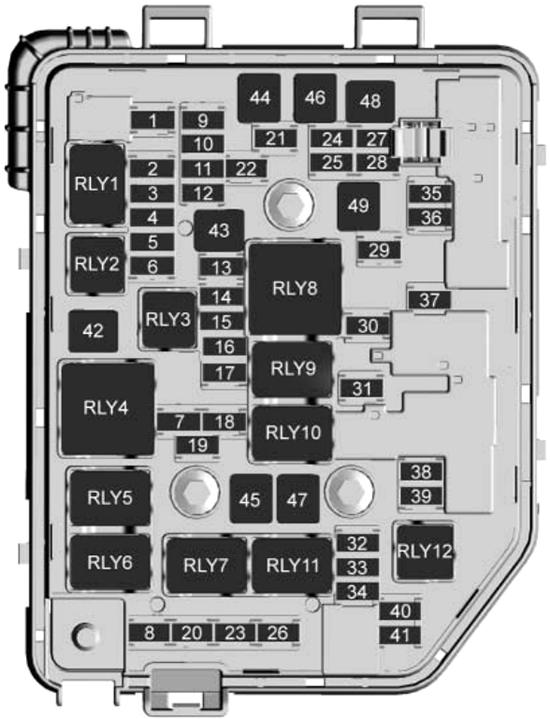 Chevrolet Spark (2016): Engine compartment fuse box diagram