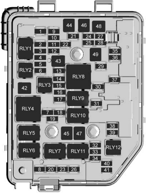 Chevrolet Spark (2019): Engine compartment fuse box diagram