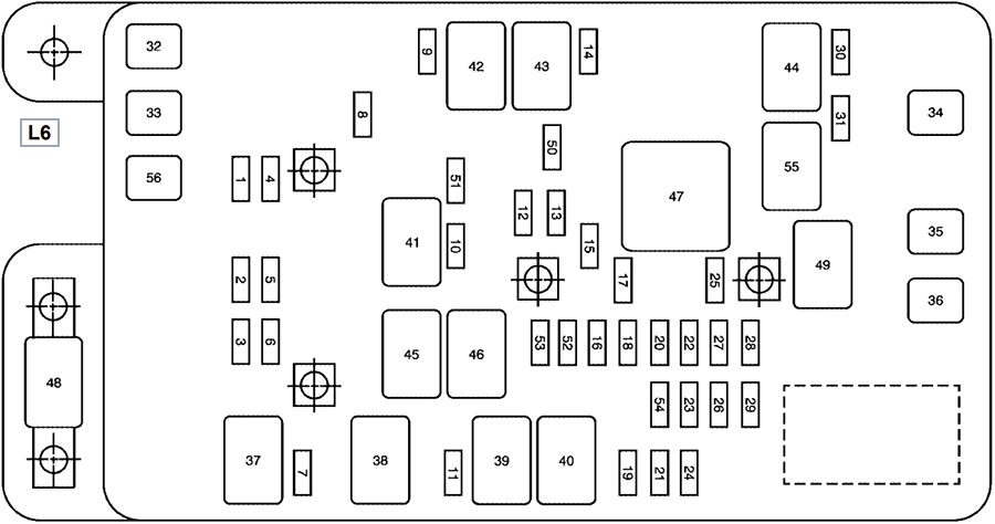 Chevrolet TrailBlazer EXT (2005): Engine compartment fuse box diagram (L6)