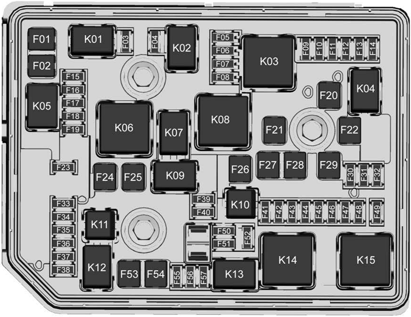 Chevrolet Volt (2016): Engine compartment fuse box diagram