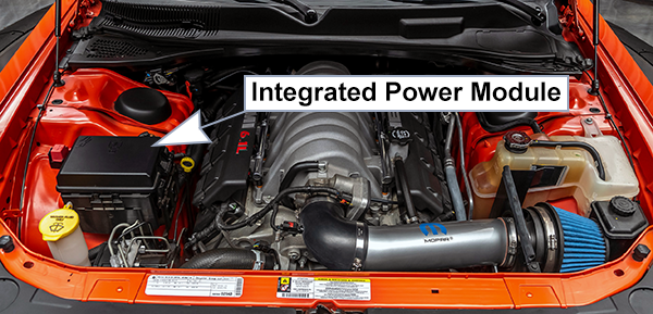 Dodge Challenger (2008-2014): Engine compartment fuse box location