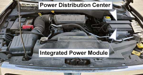 Dodge Durango (HB; 2007-2009): Engine compartment fuse box location