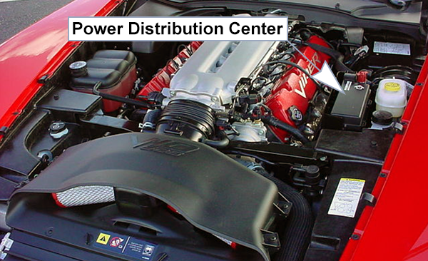 Dodge Viper (ZB I; 2003-2006): Engine compartment fuse box location