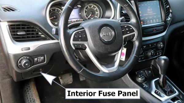 Jeep Cherokee (KL; 2014-2018): Instrument panel fuse box location