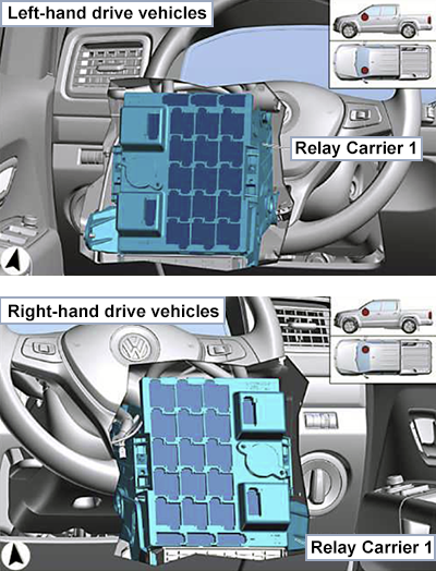 Volkswagen Amarok (2016-2022): Relay Carrier 1 Location