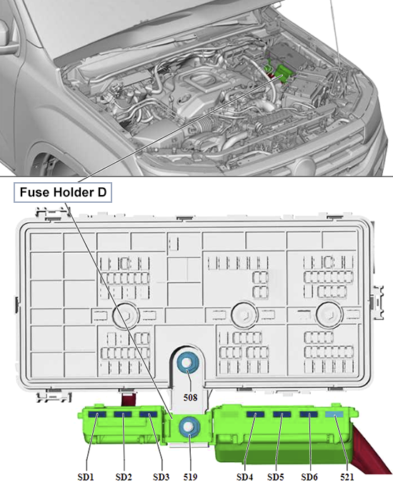 Volkswagen Amarok (2022-2024): Fuse Holder D