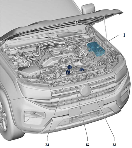 Volkswagen Amarok (2022-2024): Relays in the Engine Compartment (Diesel)