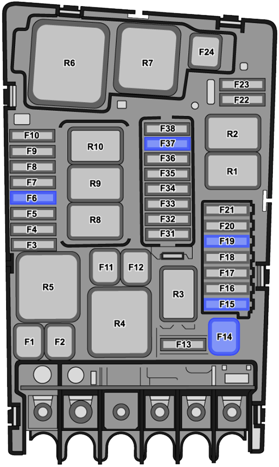 Volkswagen Arteon (2017-2019): Engine compartment fuse box diagram