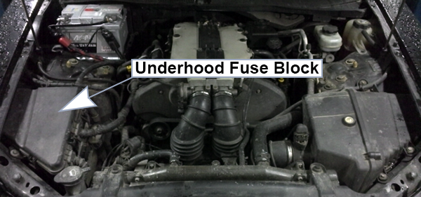 Cadillac CTS (2004): Engine compartment fuse box location