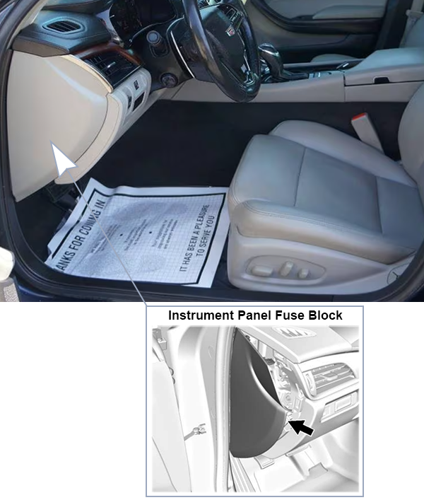 Cadillac CTS (2014-2019): Instrument panel fuse box location