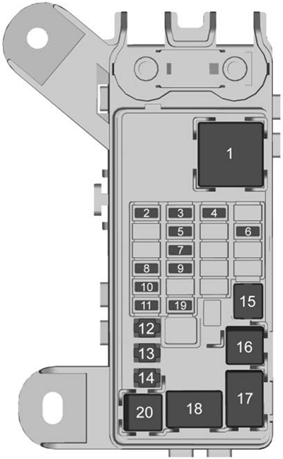 Cadillac Escalade (K2XL; 2016): Rear compartment fuse box diagram 
