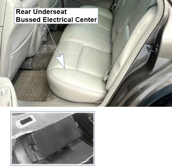 Cadillac Seville (1999-2004): Rear Underseat Fuse Block location
