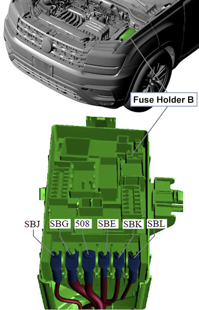 Volkswagen Atlas / Teramont (2018-2020): Multi-Fuse Strip on Fuse Panel B