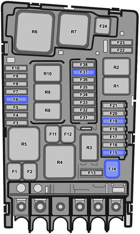 Volkswagen Atlas / Teramont (2018-2020): Engine compartment fuse box diagram