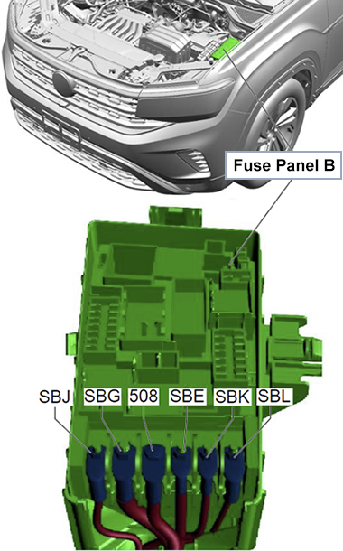 Volkswagen Atlas / Teramont (2021-2023): Multi-Fuse Strip on Fuse Panel B