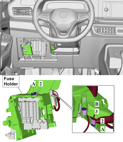 Volkswagen Caddy (2020-2024): Individual Fuses (LHD)