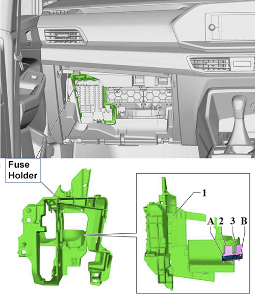 Volkswagen Caddy (2020-2024): Individual Fuses (RHD)