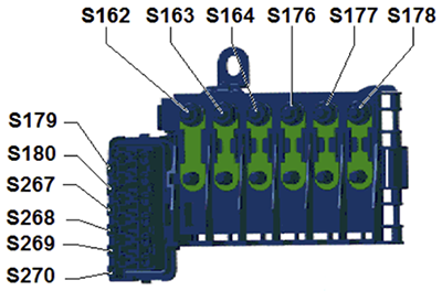 Volkswagen Fox (2013-2015): Engine compartment fuse box diagram