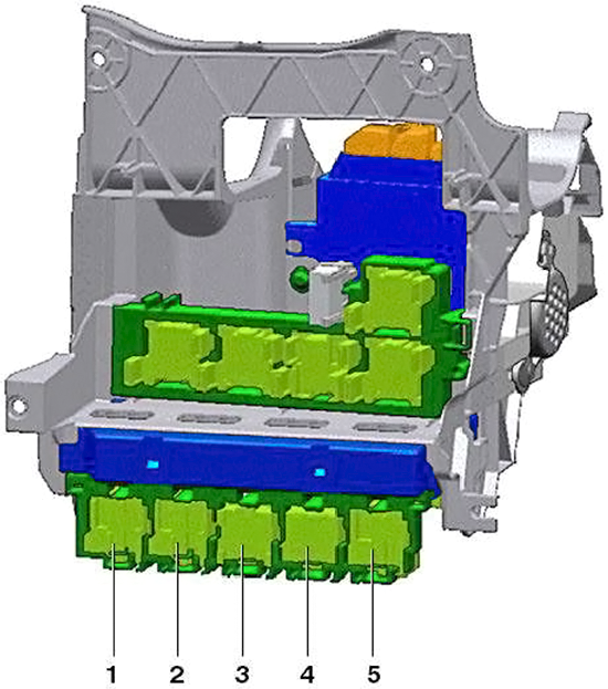 Volkswagen Golf VI (2009-2011): Relays under instrument panel