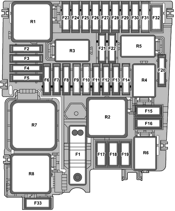 Volkswagen Golf VIII (2019-2020): Engine compartment fuse box diagram