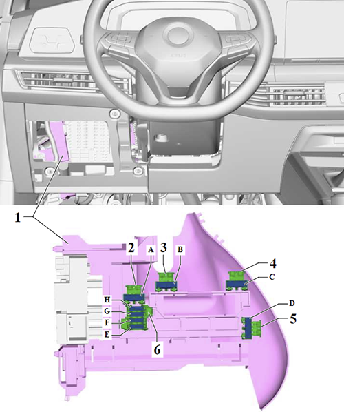 Volkswagen Golf VIII (2019-2021): Single Fuse Bracket (LHD)