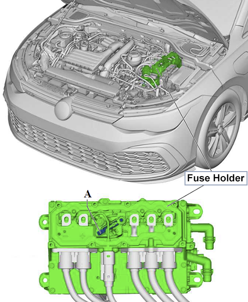 Volkswagen Golf VIII eHybrid (2020-2023): High-Voltage System Fuse S353