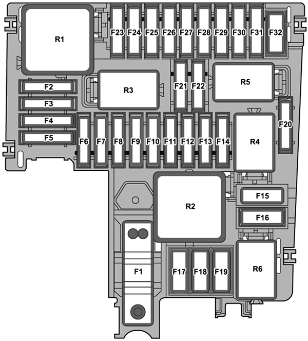 Volkswagen Golf VIII eHybrid (2020-2021): Engine compartment fuse box diagram