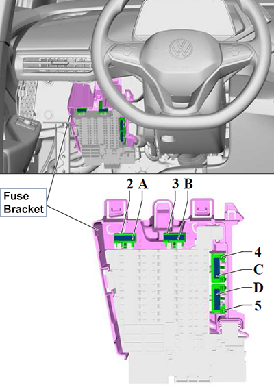 Volkswagen ID.4 / ID.5 (2020-2023): Single Fuse Bracket (LHD)